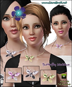 Butterfly necklace, available for teen, ya/a and elder females, recolorable, only available in package format.