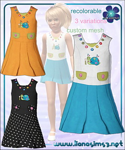 Dress for girls, recolorable