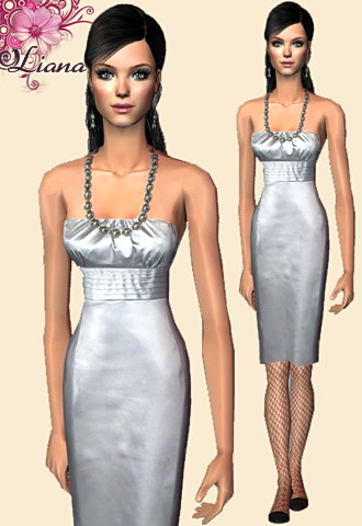 silver pencil dres with black pearls