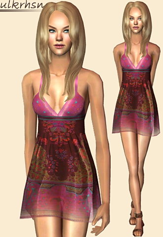 Floral pleated dress with roman sandals.