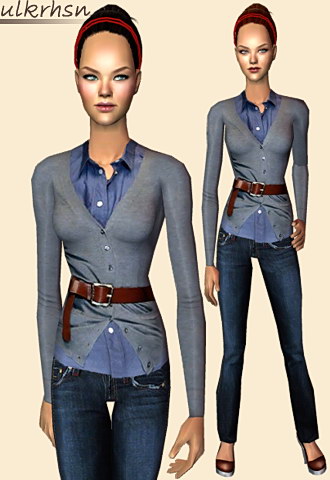 Casual open cardigan above a blue camis and pretty detailed jeans.