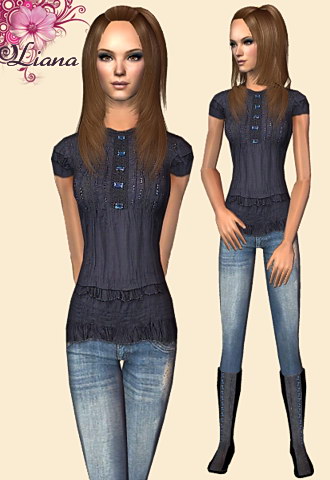 Fabulous short sleeves top with sparkling rhinestones and a pair of opal skinny jeans and equestrian flat boots.