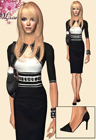 Black and White pencil dress with black bolero
