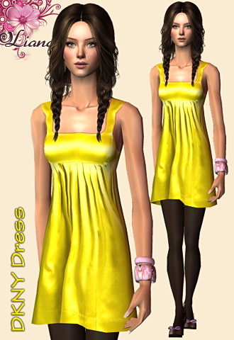 DKNY yellow satin dress