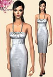 silver pencil dres with black pearls