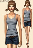 Sleeveless knit tunic with belted trouser jeans and roman flat sandals.