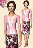 Satin ruffled camis with trim open cardigan and an english garden skirt featuring dress sandals.