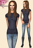 Fabulous short sleeves top with sparkling rhinestones and a pair of opal skinny jeans and equestrian flat boots.