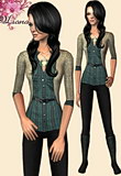 Stylish buffalo plaid shirt with removable leather belt and a girlie sweater above featuring flat lace-up boots.