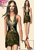  Halter jungle style fringe dress with flower details and designer shoes.