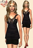 Sexy sleeveless tunic with a beautiful neckline detail and black satin shorts featuring red satin peep toe shoes. 