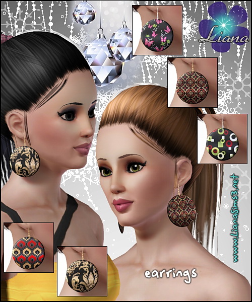 Disk earrings, you can create unlimited designs using your favorite patterns, 3 color variations included, only available in package format
