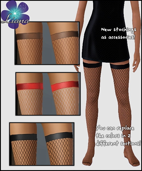 Fence Net Stockings with satin band - you can recolor the net and the band with any color/pattern. Available for teen, ya/adult, elder.