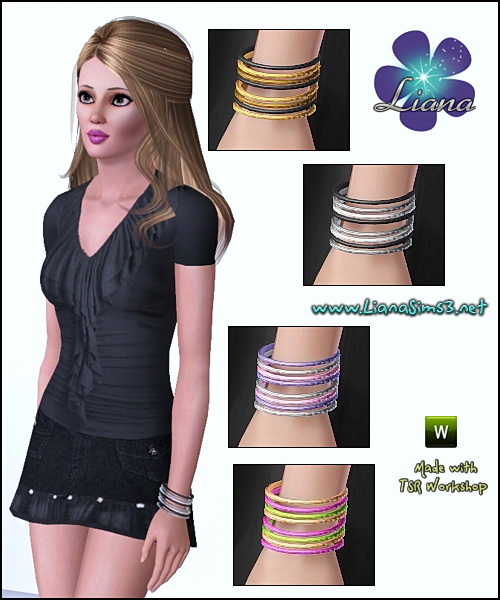 Multiple bangles with 3 recolorable areas, available for ya-a, teen and elder female. Updated!!! IN PACKAGE FORMAT