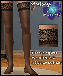 New lace stockings for your sims - you can change the colors in 2 sections! Available for teen, ya/adult, elder.