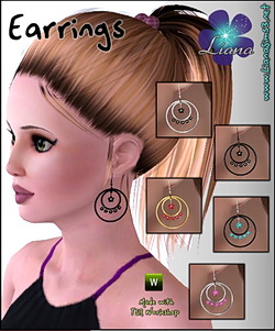 New earrings - hoops with small flowers, recolorable! Updated!!! IN PACKAGE FORMAT