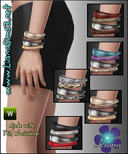 Another set of 4 fashion bangles for your sims! Available for ya-a, teen and elder female. Recolorable. Updated!!! IN PACKAGE FORMAT