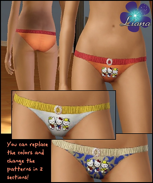 Hello Kitty Bikini - 2 changeable sections (you can add any new color or pattern you desire on each section)