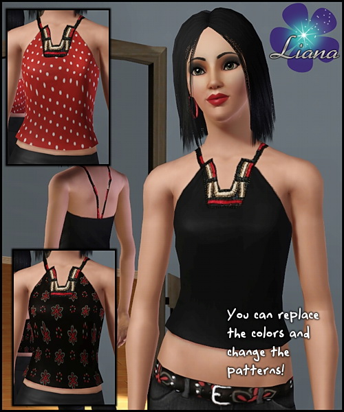 Halter ethnic top with wooden beads in red, ivory and black (as stencils) - you can change the color and the pattern for the top. Available for everyday and formal.