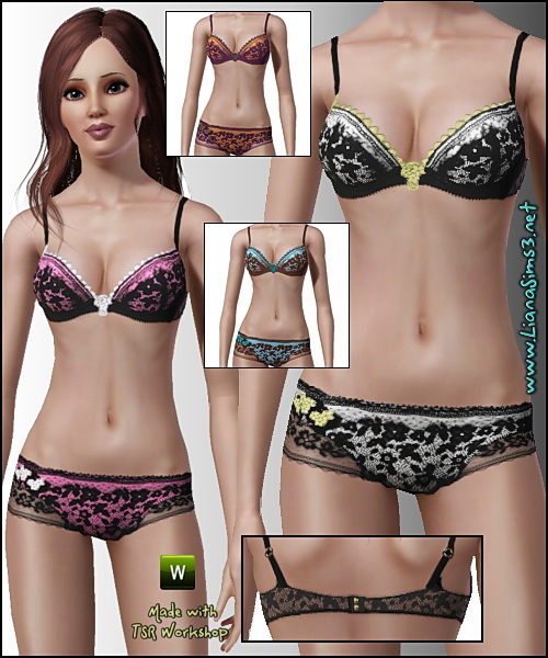 Luxury and sexy embroidered undies set! Recolorable