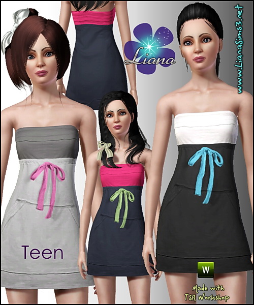 Sporty tube dress for teens! Recolorable