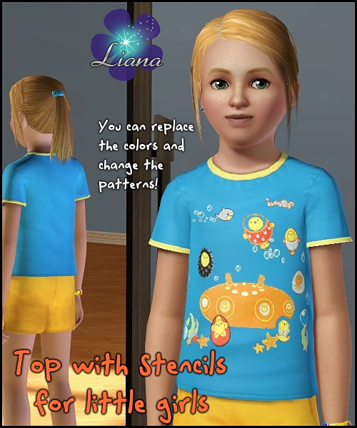 Little chickens design stencil shirt for children - you can change the color and the pattern for the top. Available for everyday and formal.