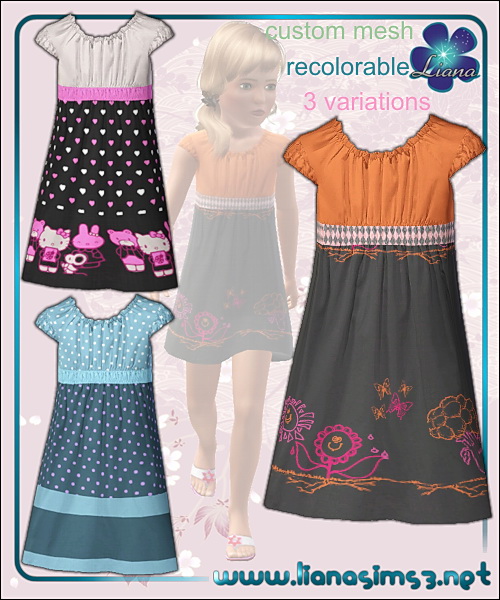 Colorful dress for little girls, recolorable