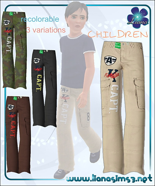 Cargo pants for boys, recolorable
