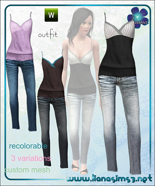 Casual outfit with skinny jeans, recolorable