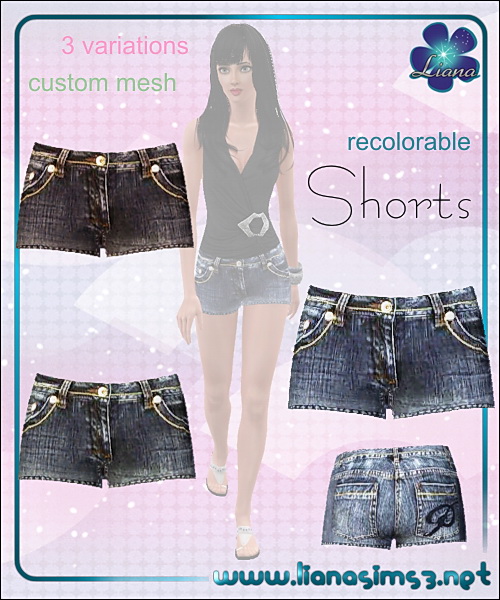 Recolorable denim shorts