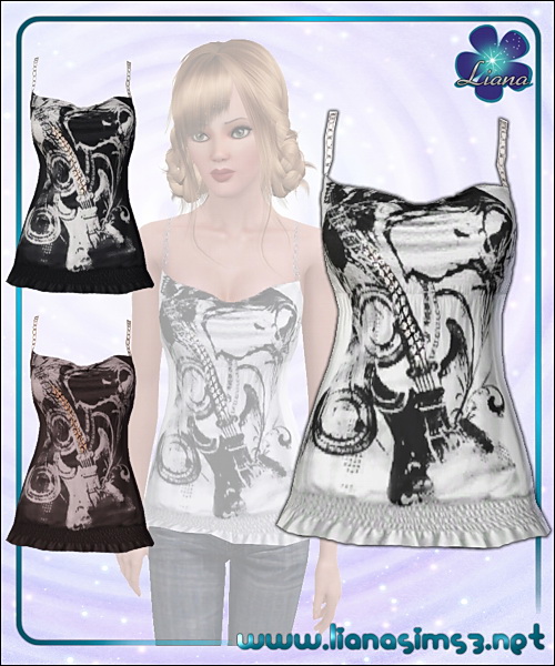 Face t-shirt with rhinestones and chain straps, recolorable
