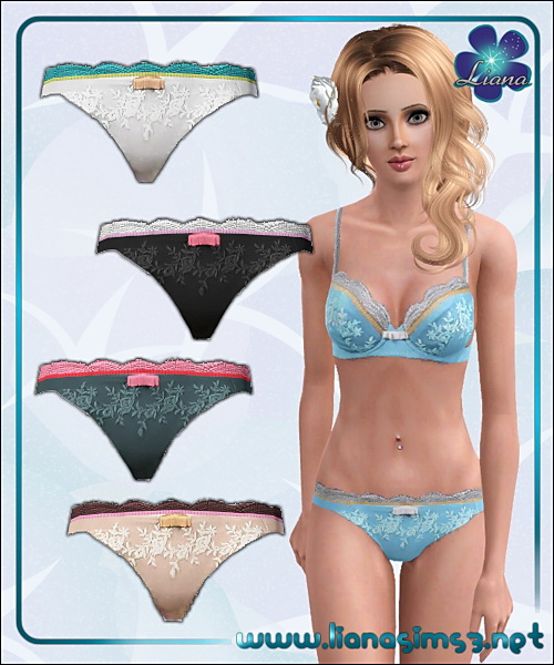 Sweet lingerie thongs, recolorable, 5 variations included.