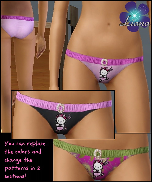 <p>Hello Kitty Bikini - 2 changeable sections (you can add any new color or pattern you desire on each section)</p>