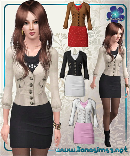 Stylish outfit featuring a short dress and a modern jacket, recolorable
