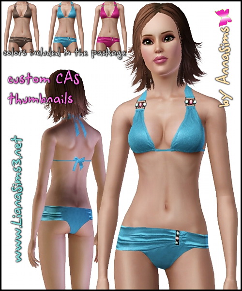 Your sims will feel like on an island escape with this precious halter swimwear in vibrant colours! 