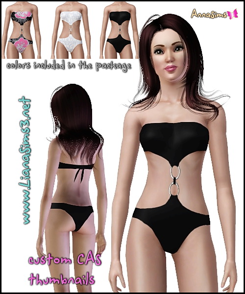 Let your sims escape to an island getaway with this tube swimsuit with open back. 3 color variations included!