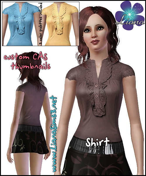 Casual shirt with 3 color variations included, recolorable, made with TSR Workshop.