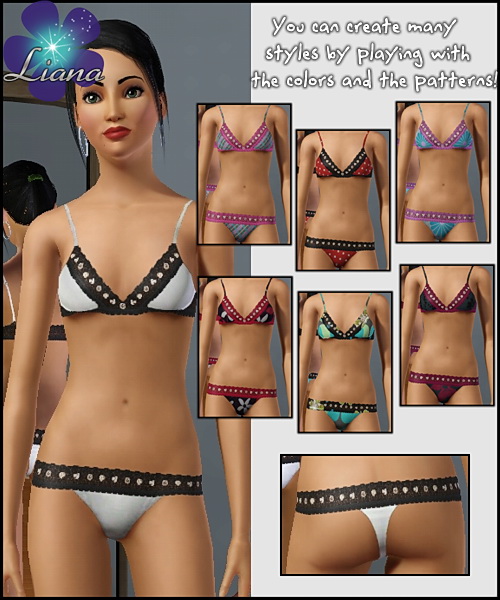 Rhinestone set for sleepwear and swimwear with 2 designable sections - you can play with the colors and patterns to obtain different looks!