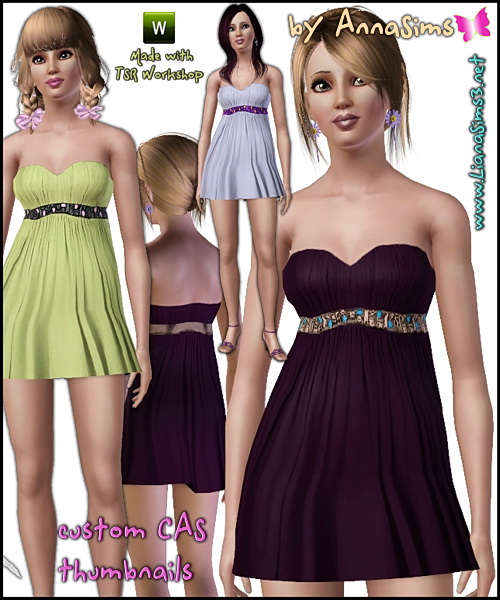 Babydoll dress, 3 color variations, 3 recolorable areas, custom mesh included, made with TSR Workshop