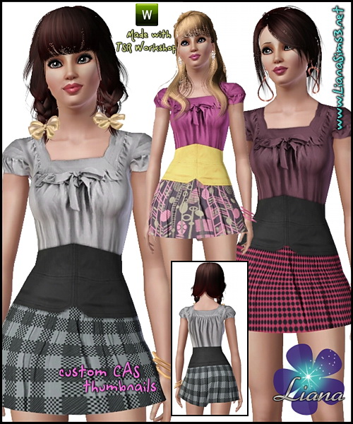 Fashionable and easy to wear outfit, 3 recolorable areas, custom mesh and CAS thumbnails.