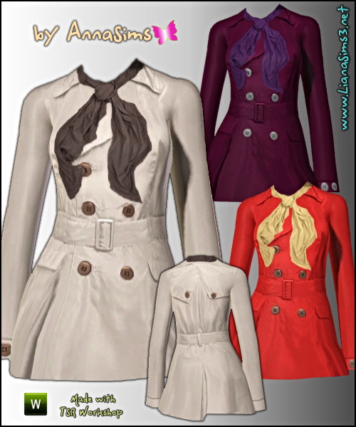 Beautiful jacket with scarf, recolorable. 