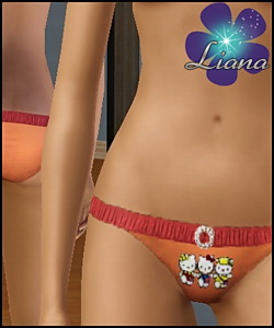 Hello Kitty Bikini - 2 changeable sections (you can add any new color or pattern you desire on each section)