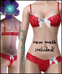 Flirty and fancy, this playful lingerie set is perfect for your sims! UPDATED!!! - Please delete the older version named
LianaSims3_050809_LaceSleepwearSet2.package