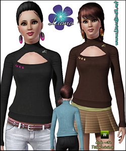 Turtle neck sweater with big cleavage, recolorable