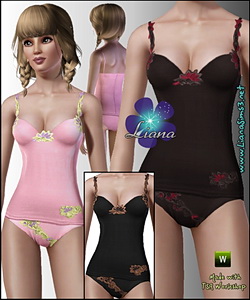 Essence embroidered camisole undies set! Recolorable