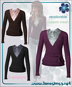 V-neck cardigan featuring a satin chemise underneath, recolorable!