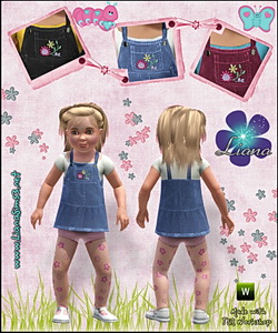 Toddler outfit - denim overall dress, recolorable