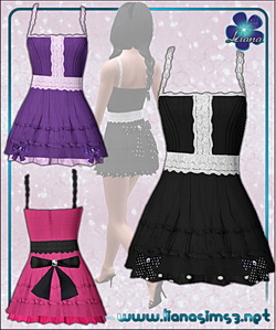 Lolita dress with small 3d bows on the trim and large 3d bow on the back