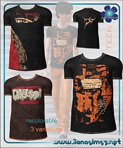 Teen male t-shirt, 3 variations included