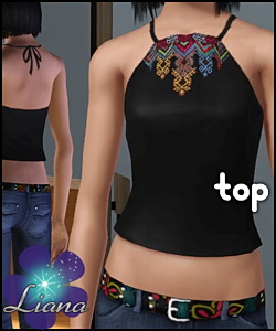Halter ethnic top with multicolored embroidery(as stencil) - you can change the color and the pattern for the top. Available for everyday and formal.